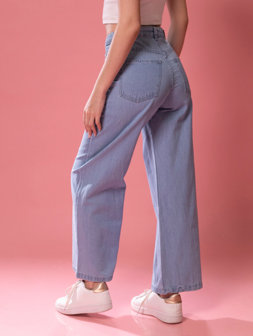 Women's Cotton  High Rise Denim Jeans(Size34)(Color light blue)