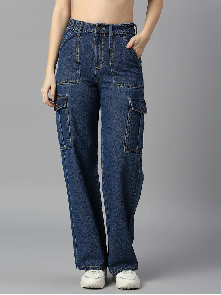 Women High Rise Denim Jeans(Size28)(Colorblue)