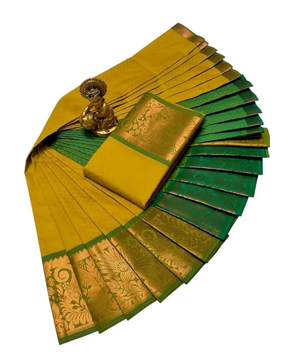 Praiso Mart - Women's Silk Saree with Rich Pallu & Blouse Piece (Multi