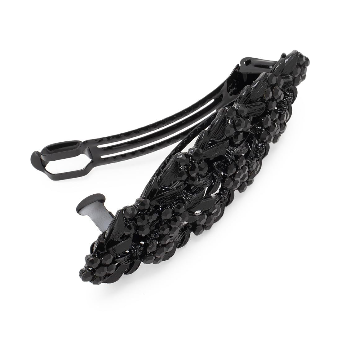 Black Floral Barrette Hair Clip