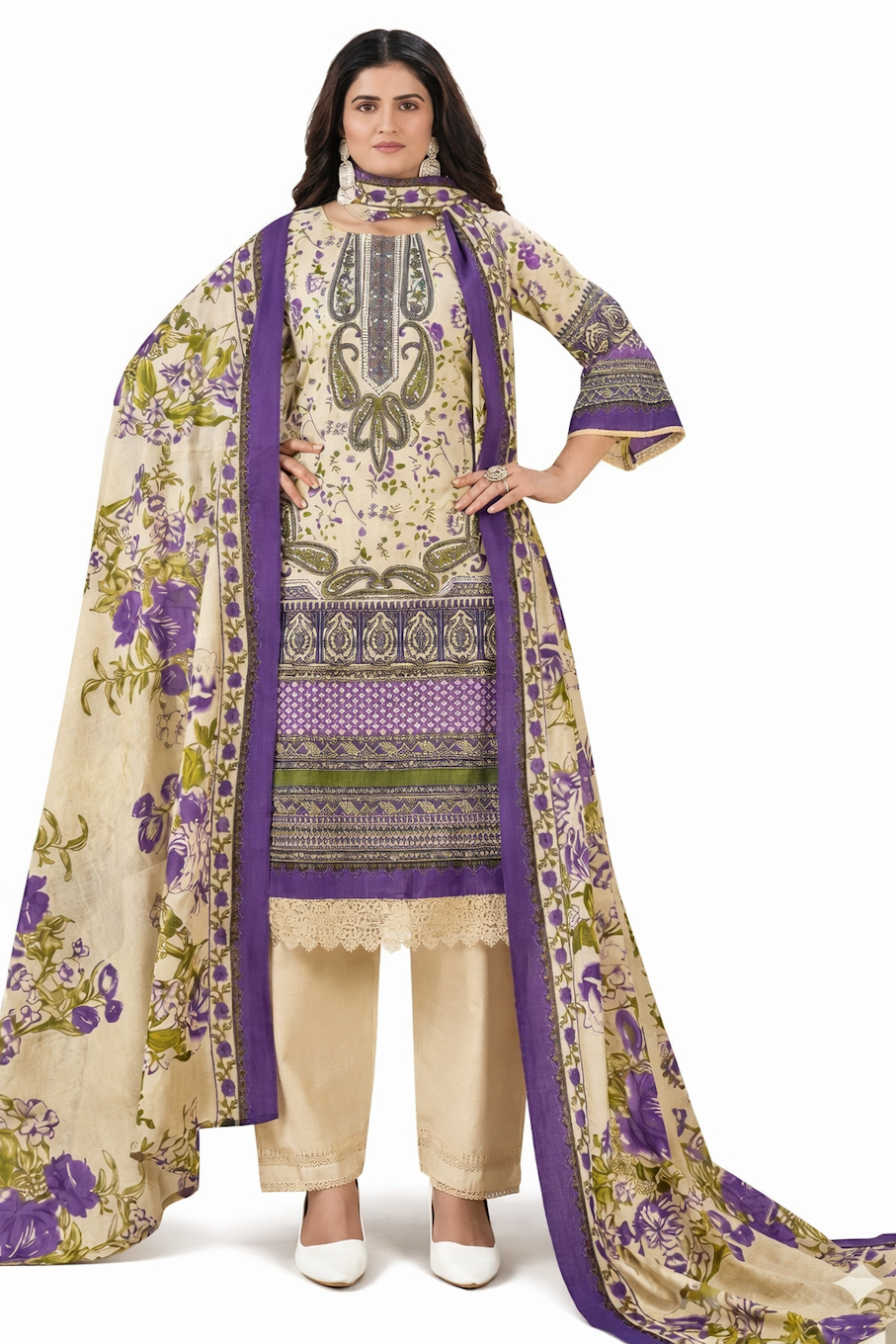 Floral Printed Kurta Set with Dupatta