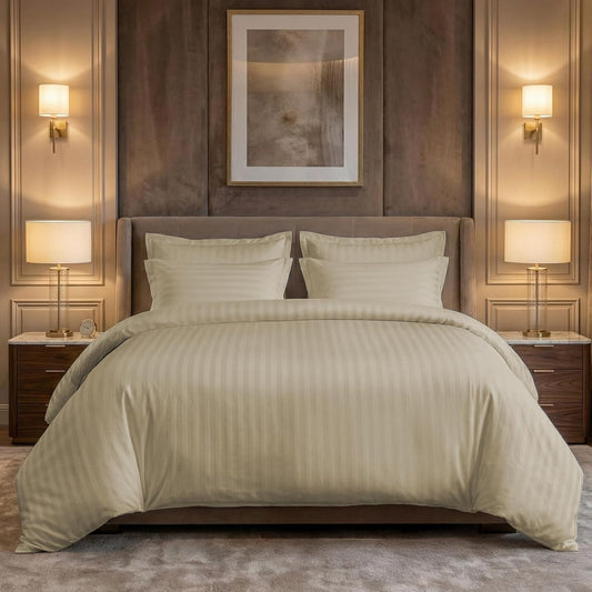 300TC Cotton Stripe Fitted King Bedsheet