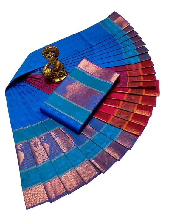 Praiso Mart - Women's Silk Saree with Rich Pallu & Blouse Piece (Multi