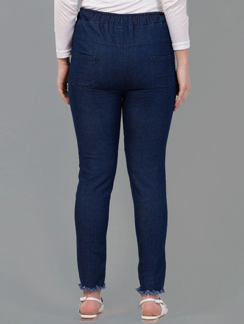 Women's Cotton  High Rise Denim Jeans(Size34)(Colornavy blue)