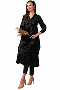 Women Festive Wear Kurta Set-Black (Size-L) | D100