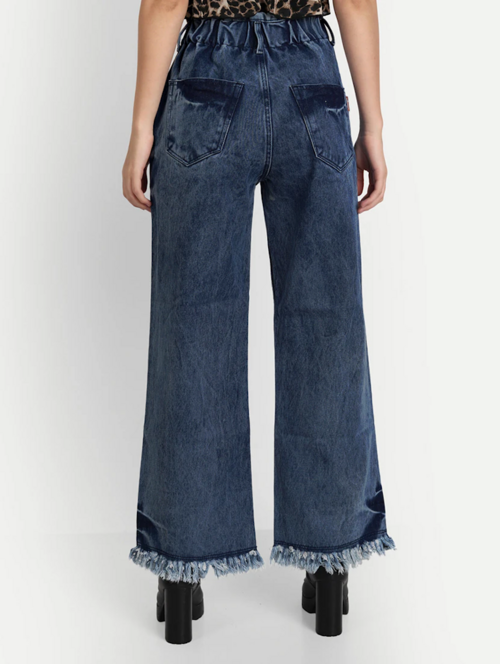 Women High Rise Denim Jeans(Size28)(Colorblue)
