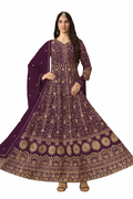 Embroidered Designer Gown for Women-Wine (Size-XXS) | D407