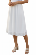 Elegant White Skirt with Lace Hem Detail (Size-L)