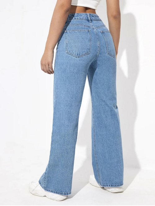 Women High Rise Denim Jeans(Size32)(Colorlight blue)