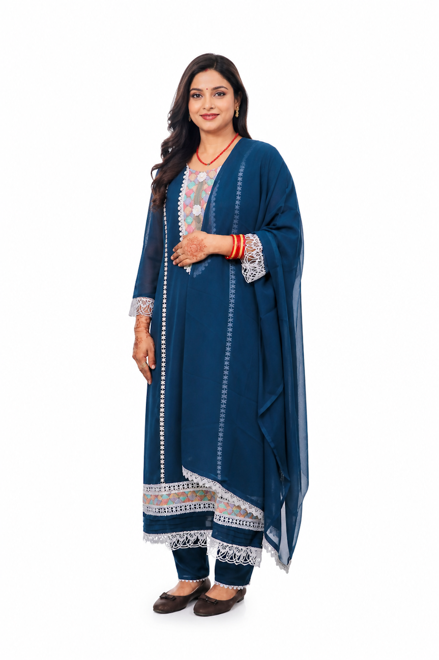 Elegant Blue Ethnic Kurta Set with Dupatta