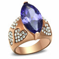 GL241 - IP Rose Gold(Ion Plating) Brass Ring with AAA Grade CZ  in