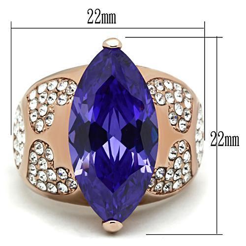 GL241 - IP Rose Gold(Ion Plating) Brass Ring with AAA Grade CZ  in