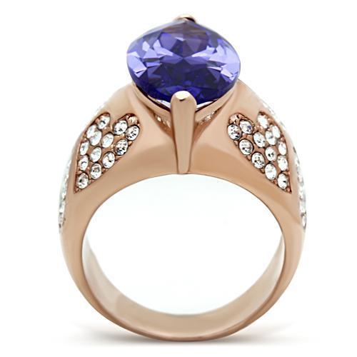 GL241 - IP Rose Gold(Ion Plating) Brass Ring with AAA Grade CZ  in