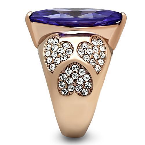GL241 - IP Rose Gold(Ion Plating) Brass Ring with AAA Grade CZ  in