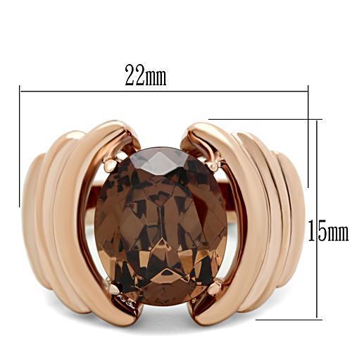 GL242 - IP Rose Gold(Ion Plating) Brass Ring with AAA Grade CZ  in