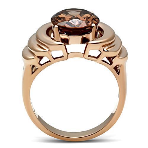 GL242 - IP Rose Gold(Ion Plating) Brass Ring with AAA Grade CZ  in
