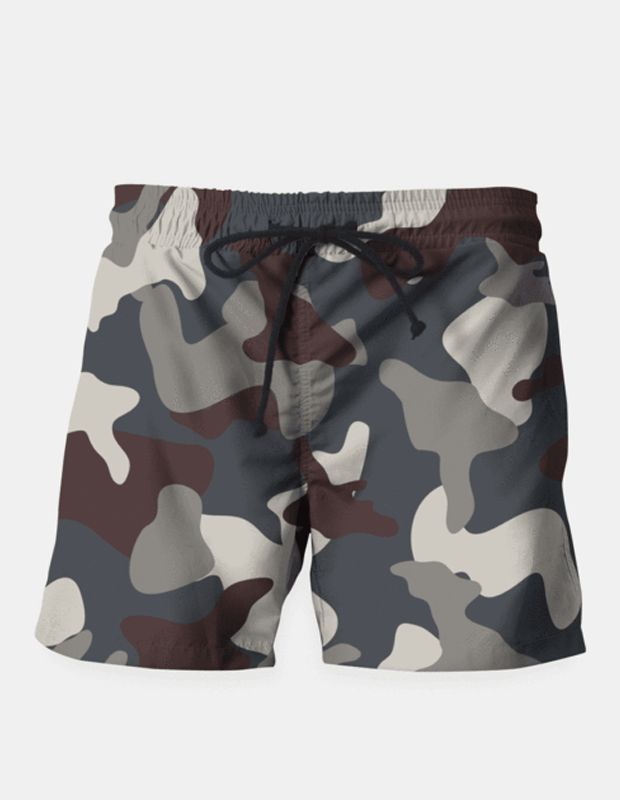 Grey Blue Army Camouflage Pattern Shorts