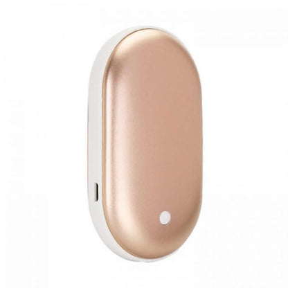 Salmon Lucky warm and cozy portable hand warmer and power bank, compact tech accessory with digital display and USB ports.