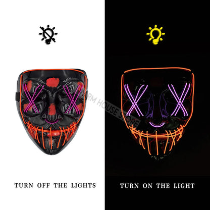 White Eucalyptus Halloween LED pet mask with glowing eyes and spooky design for cats and small pets.