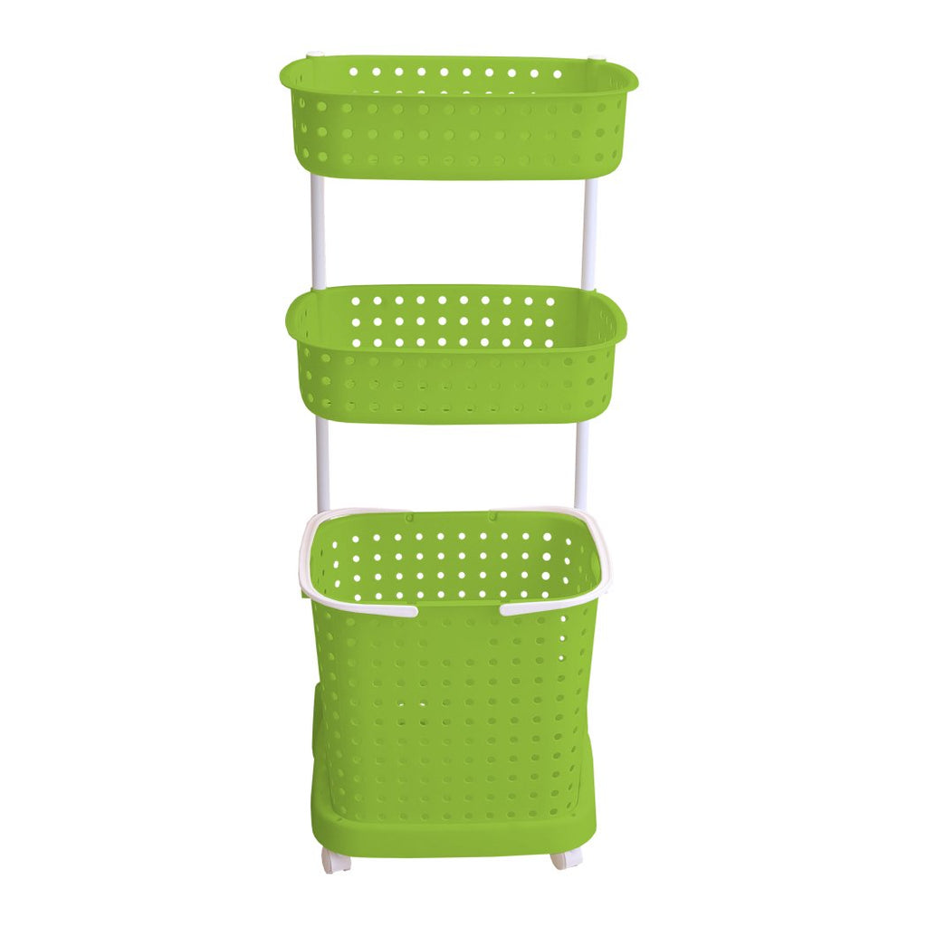 3 Tier Bathroom Laundry Clothes Baskets Bin Hamper Mobile Rack