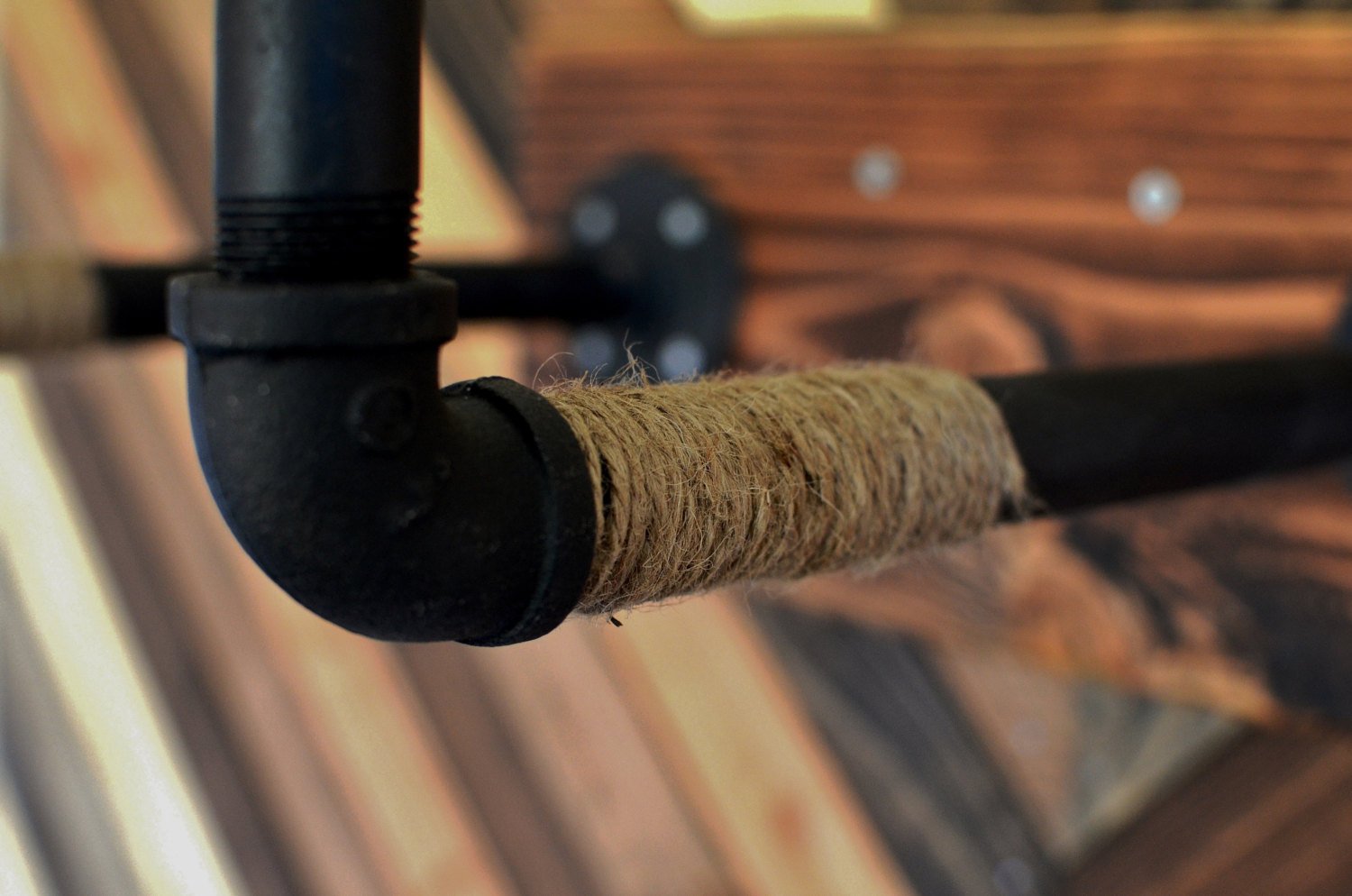 Burlap Iron Pipe Bicycle Wall Display