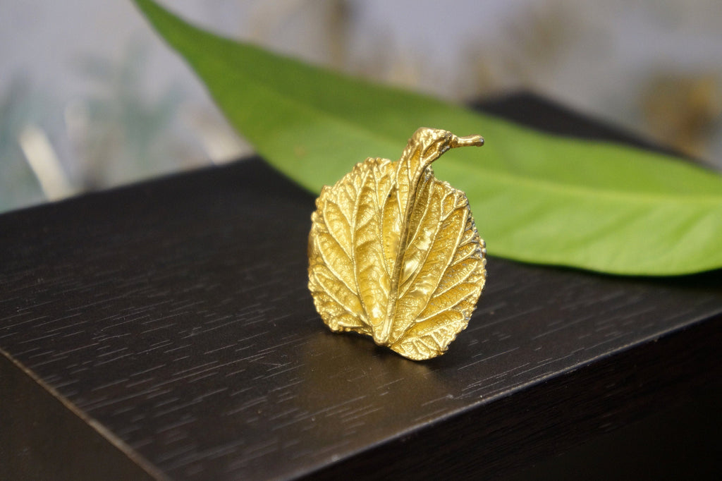 Nature-Inspired Leaf Ring: Handmade Gold-Plated Sterling Silver