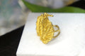 Nature-Inspired Leaf Ring: Handmade Gold-Plated Sterling Silver