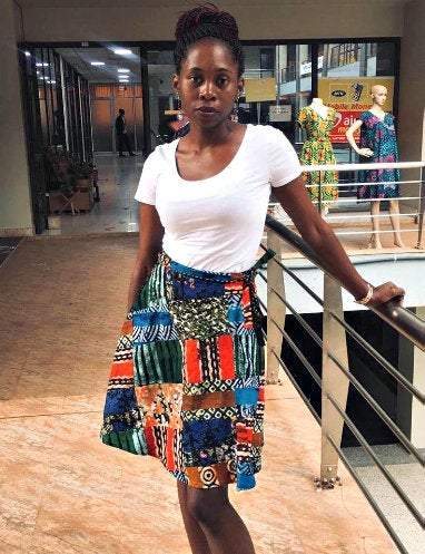 Vintage Batik Wrap Mini kitenge Skirt / African Round Skirt