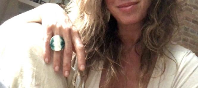 Adjustable Handmade Original Ceramic Band Statement Cocktail Ring Teal