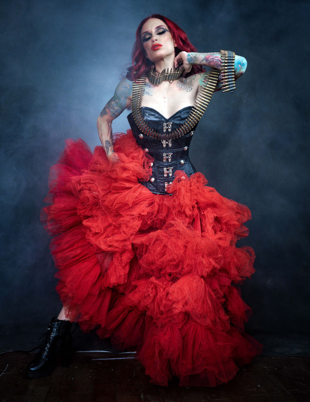 Nelle Ombre Red Tulle Skirt