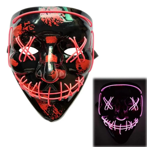 White Eucalyptus LED purge mask for pets, glow-in-the-dark Halloween costume with DJ party light-up feature.