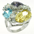 LOA606 Rhodium Brass Ring with AAA Grade CZ in