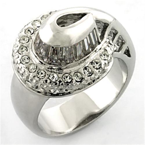 LOA672 Rhodium Brass Ring with AAA Grade CZ in