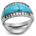 LOA882 Rhodium Brass Ring with Synthetic in Sea