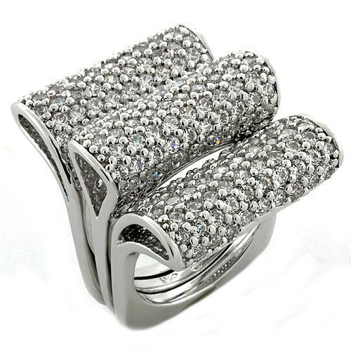 LOAS1047 Rhodium 925 Sterling Silver Ring with AAA