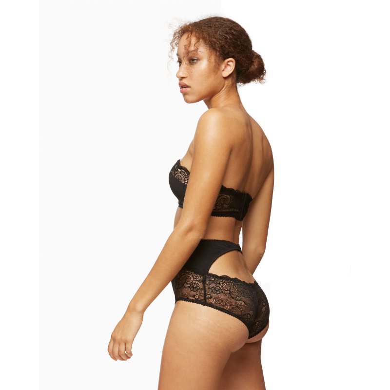 Longline Strapless Padded Lace Bra Escape Black | Blush Lingerie