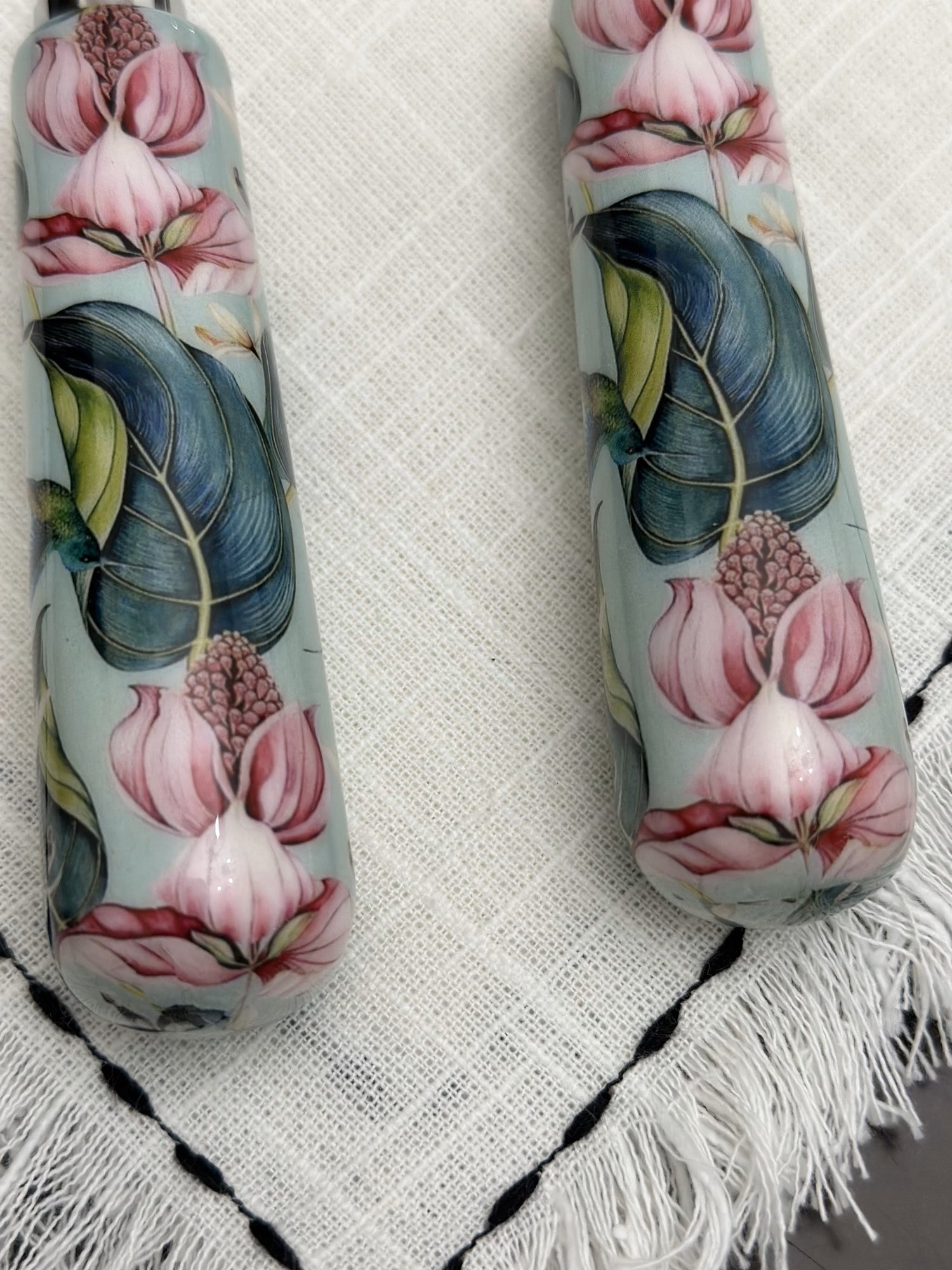 Floral Cake Cutting Knife &amp; Server with Mint Meenakari Work