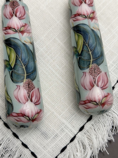 Floral Cake Cutting Knife &amp; Server with Mint Meenakari Work