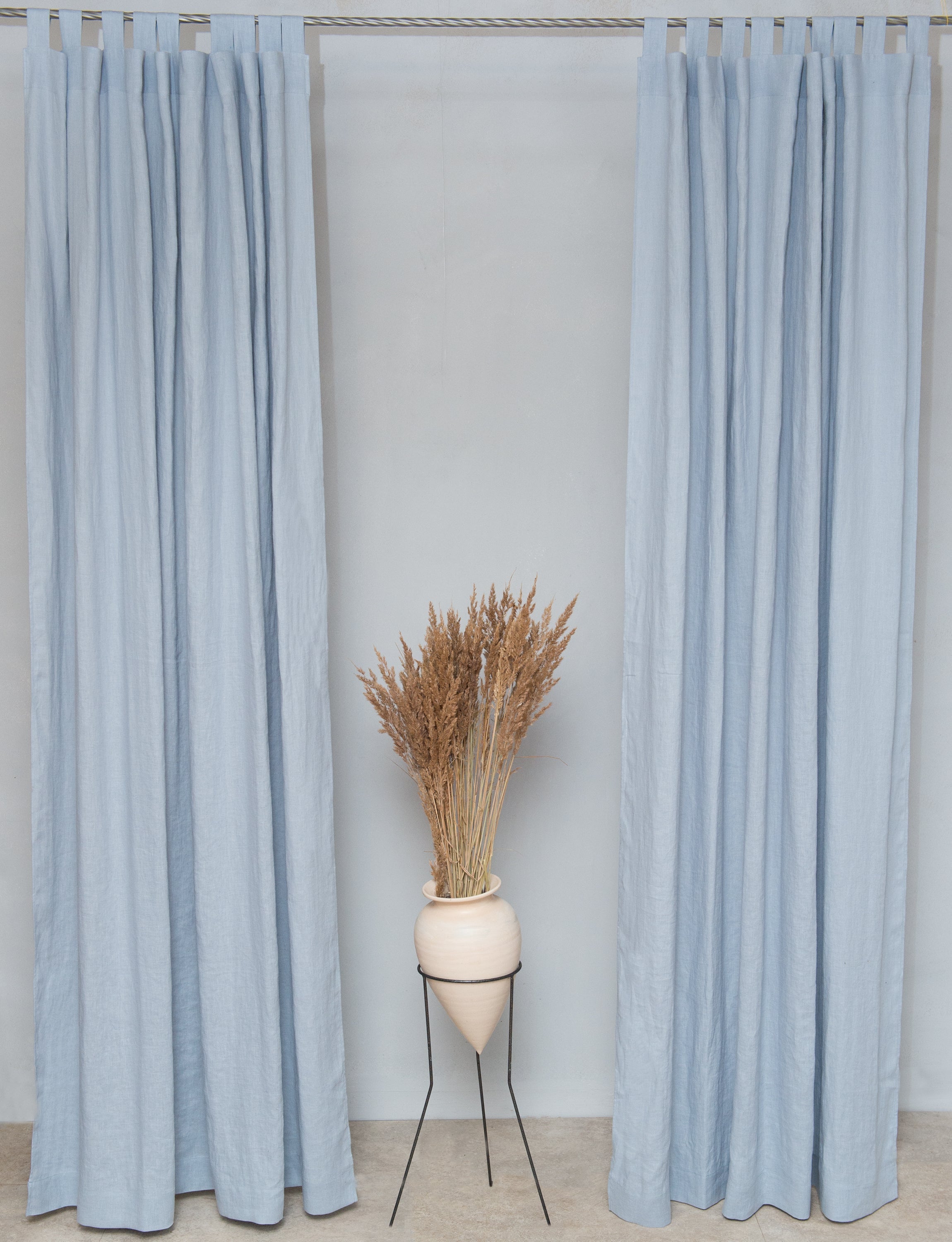Dark Plum linen curtain with tabs