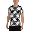 Mens Performance Sport T-shirt - Black and White Plaid Print