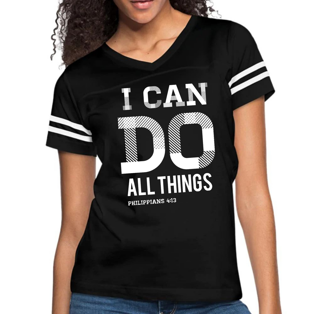 Womens Vintage Sport Graphic T-shirt - i can do All Things Philippians