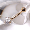 14Kt Gold Navel Ring with Prong Set Round CZ