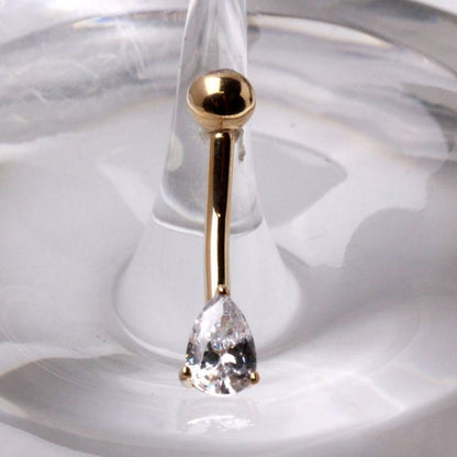 14K yellow gold navel ring with tear drop gemstone, jewelry and watches by Peridot, featuring a delicate and elegant design.