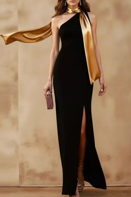 Stylish One-Shoulder Slit Maxi Dress