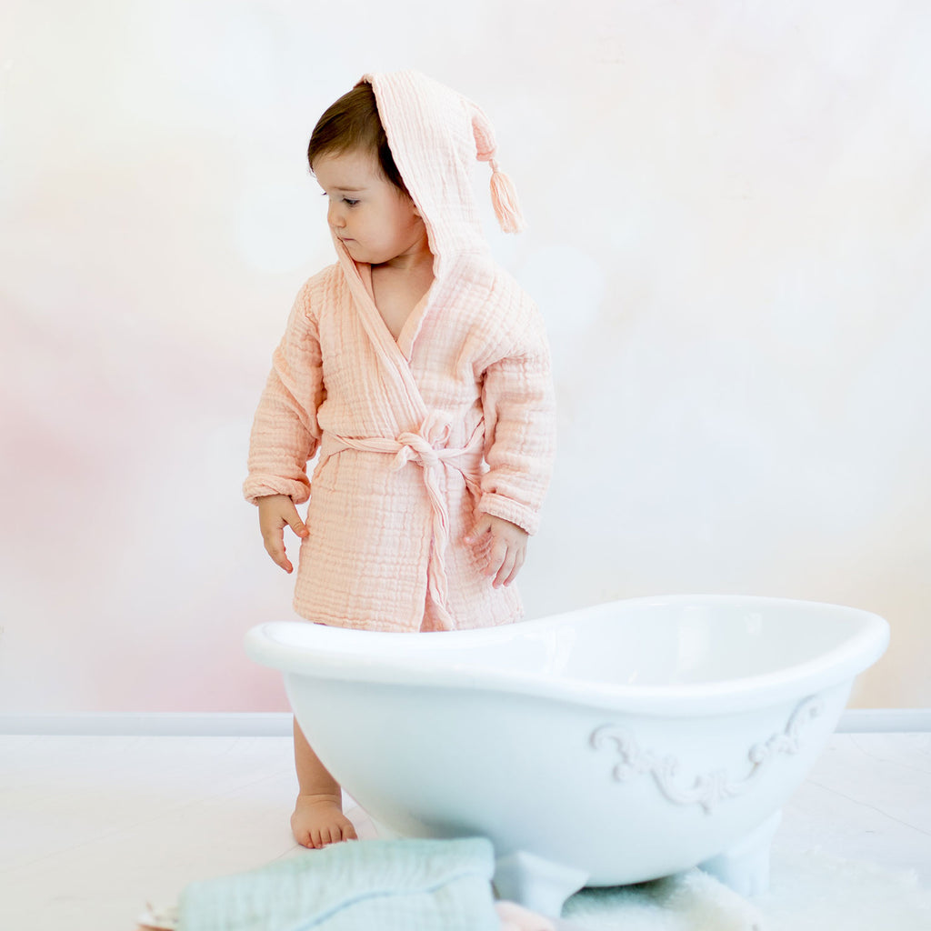 OrganicEra Muslin Bathrobe,Salmon