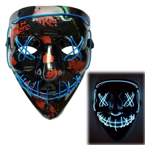 White Eucalyptus LED purge mask for pets, glow-in-the-dark Halloween costume with DJ party light-up feature