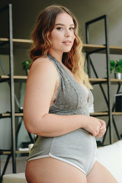 Gray Plus Halter Top Bralette from Periwinkle Aether, featuring a supportive halter design and soft fabric for comfortable wear.