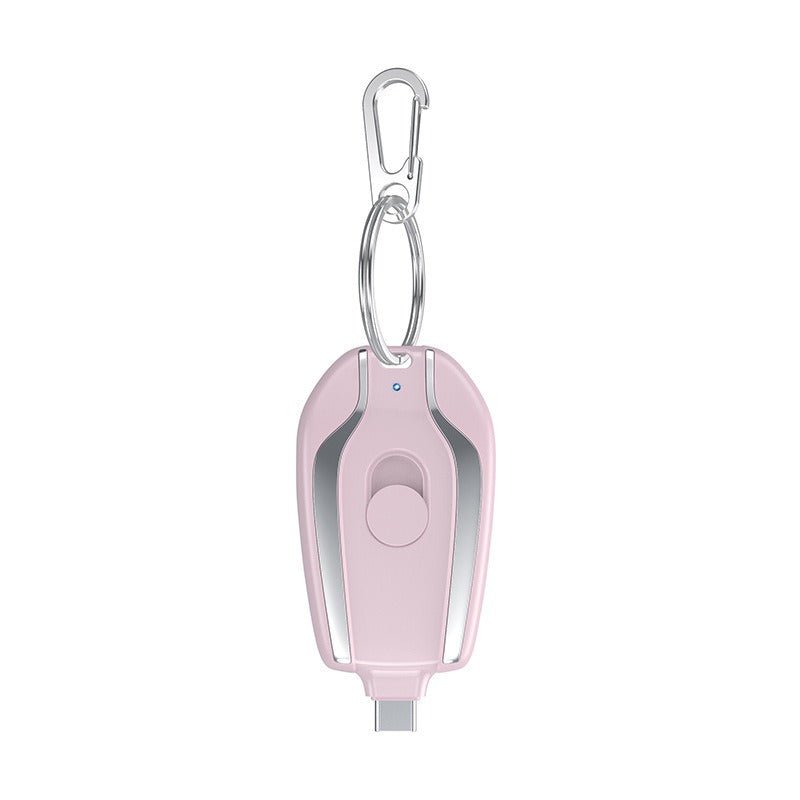 Taupe Gaia portable mini rechargeable power bank with plug, compact tech accessory for charging devices on the go.
