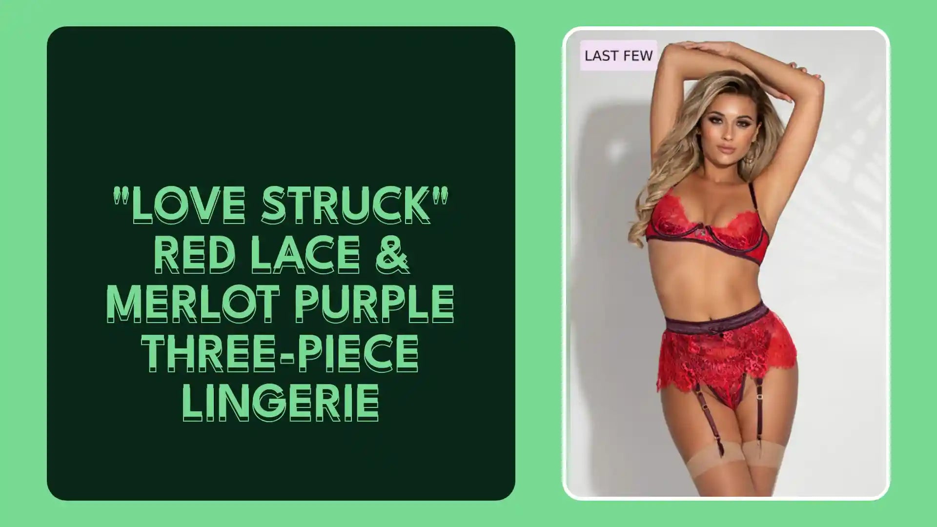 "LOVE STRUCK" Red Lace &amp; Merlot Purple Three-Piece Lingerie by@Outfy