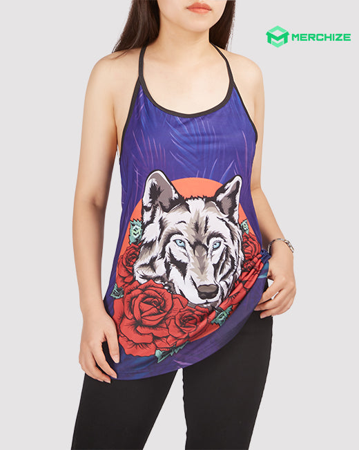 All-over Print Criss Cross Open Back Tank Top - 4XL